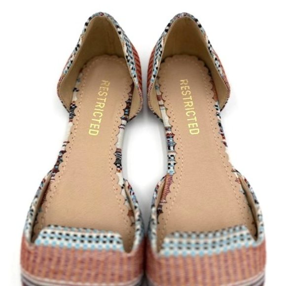 Restricted Woven Multi Colored Flats Open Sides Size 7 - Picture 6 of 7